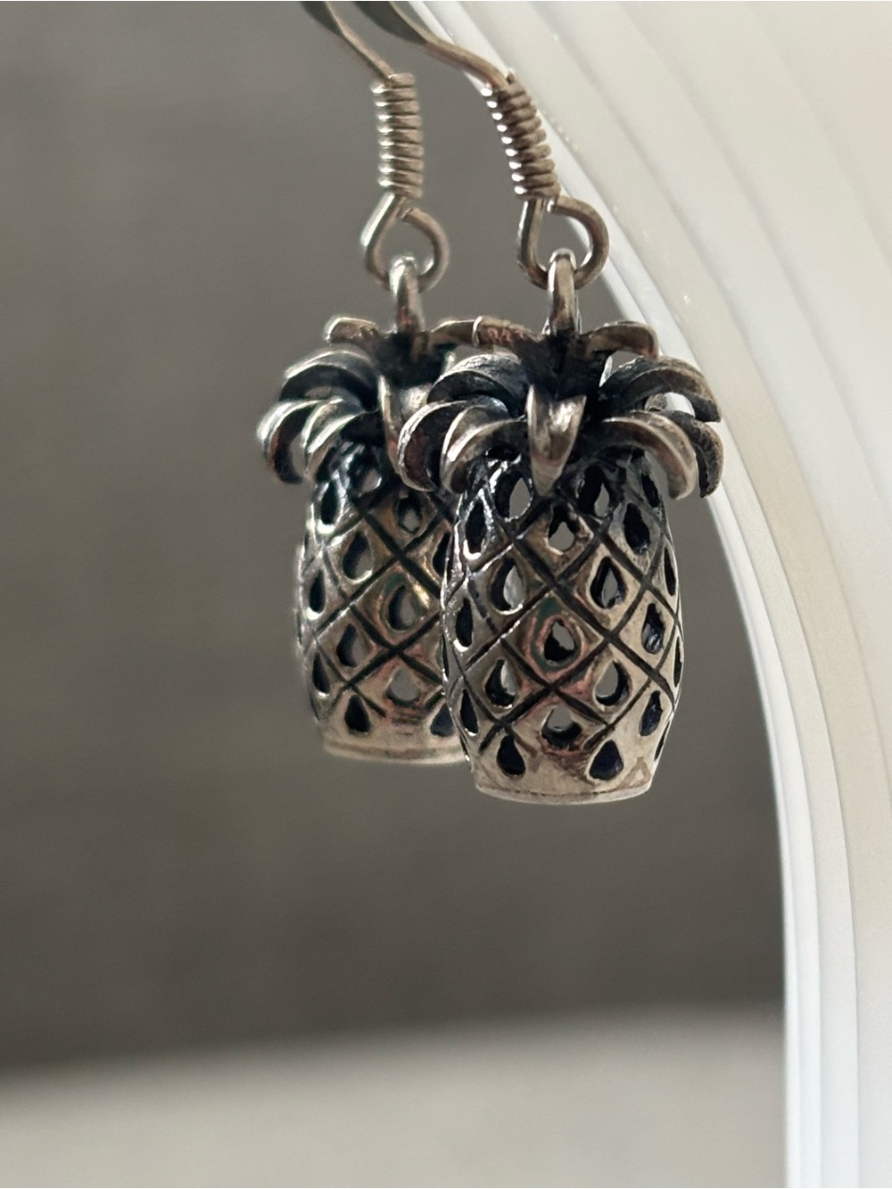 Handcrafted 925 Silver Pineapple Dangle Earrings